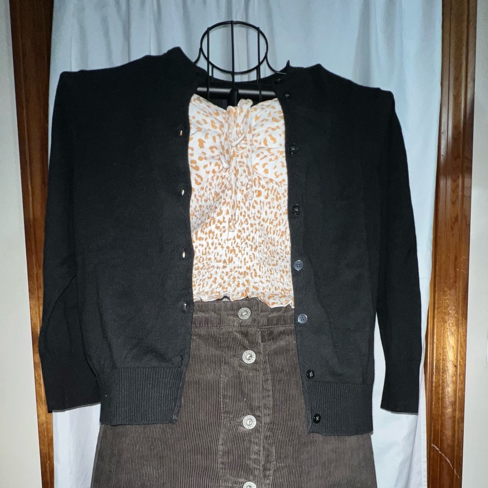 Women's Black, Gap Size L, Cotton Cardigan Sweater, Lightweight, Button down